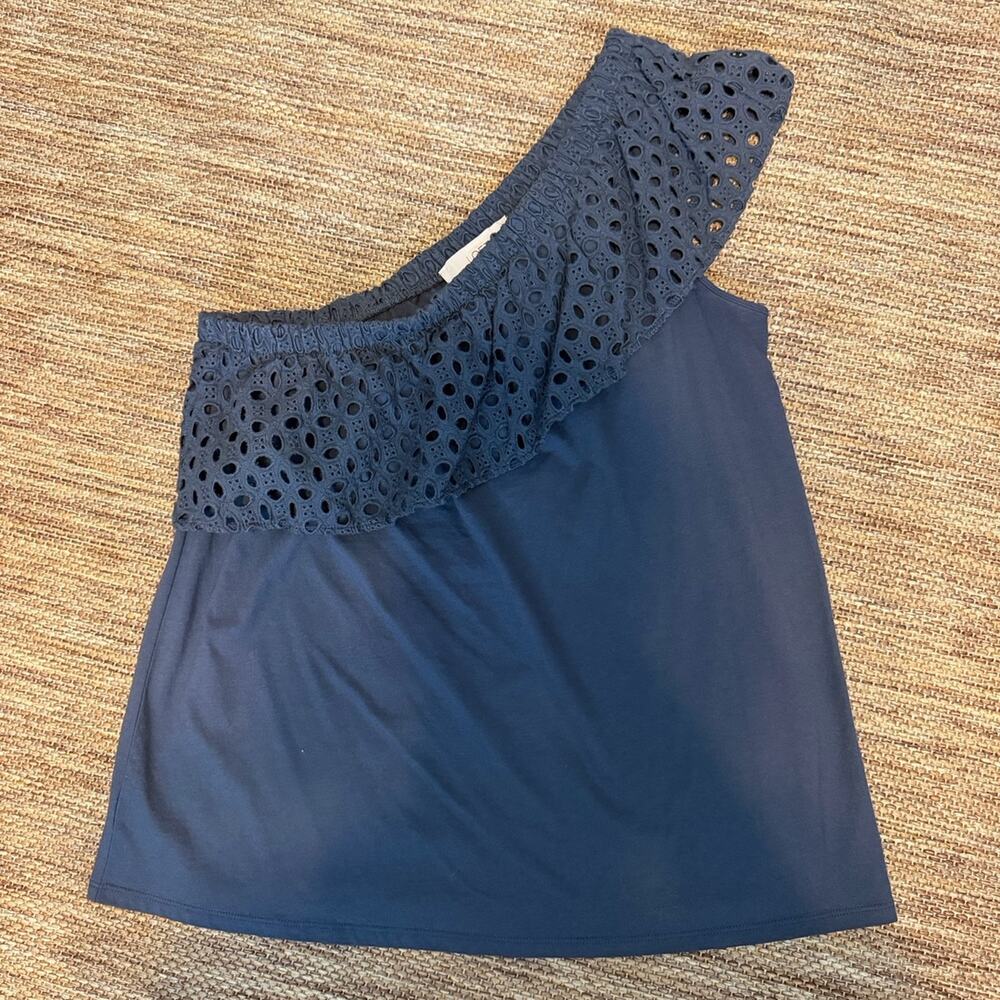 LOFT Grey One-Shoulder Top Size Small